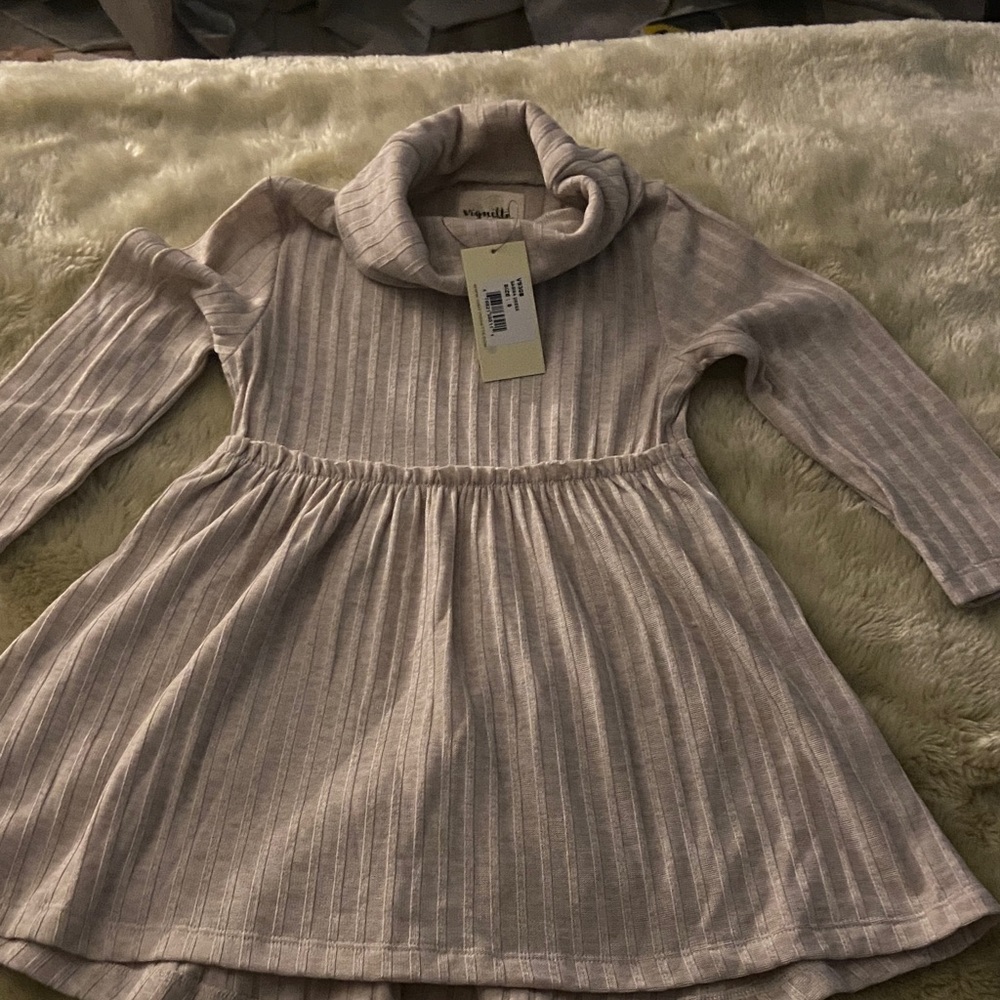 Cozy Kids Casual Dress in Cream